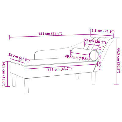 vidaXL Chaiselongue mit Kissen Blau Samt