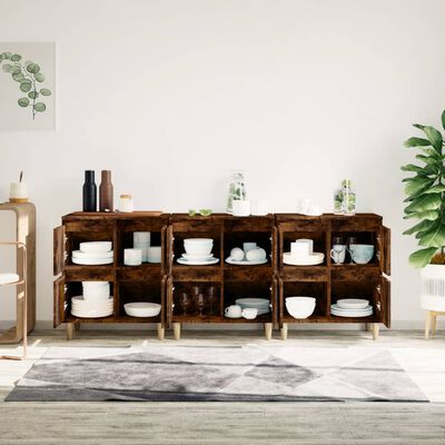 vidaXL Sideboards 3 Stk. Räuchereiche 60x35x70 cm Holzwerkstoff