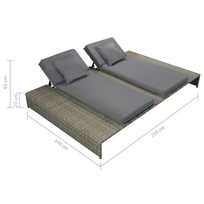 vidaXL 5-tlg. Garten-Lounge-Set mit Auflagen Poly Rattan Grau