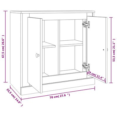 vidaXL Sideboard Hochglanz-Weiß 70x35,5x67,5 cm Holzwerkstoff