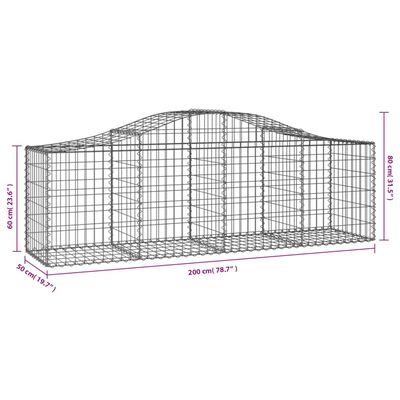 vidaXL Gabionen mit Hochbogen 40 Stk. 200x50x60/80 cm Verzinktes Eisen