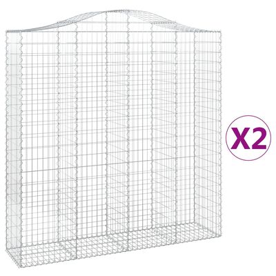 vidaXL Gabionen mit Hochbogen 2 Stk. 200x50x200/220cm Verzinktes Eisen