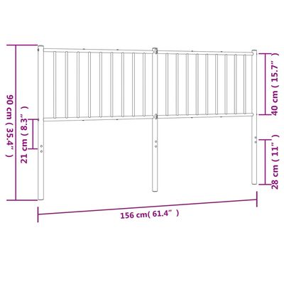 vidaXL Kopfteil Metall Schwarz 150 cm