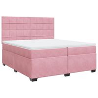 vidaXL Boxspringbett mit Matratze Rosa 200x200 cm Samt