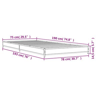 vidaXL Bettgestell Sonoma-Eiche 75x190 cm Holzwerkstoff und Metall