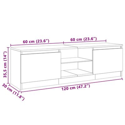 vidaXL TV-Schrank mit LED-Leuchten Schwarz 120x30x35,5 cm