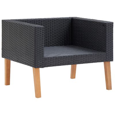 vidaXL 4-tlg. Garten-Lounge-Set mit Auflagen Poly Rattan Schwarz