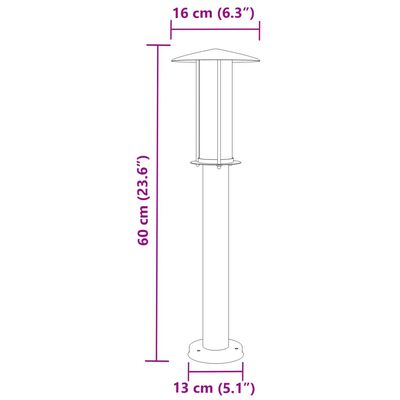 vidaXL Wegeleuchte Schwarz 60 cm Edelstahl