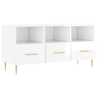 vidaXL TV-Schrank Hochglanz-Weiß 102x36x50 cm Holzwerkstoff