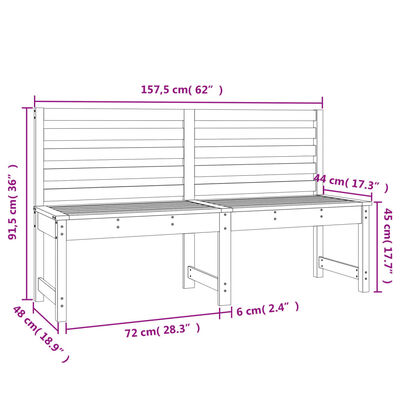 vidaXL Gartenbank Schwarz 157,5 cm Massivholz Kiefer