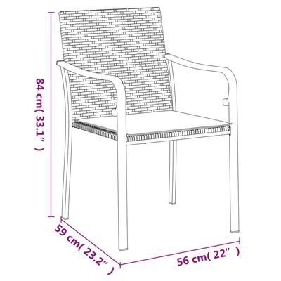 vidaXL 7-tlg. Garten-Essgruppe mit Kissen Poly Rattan und Stahl