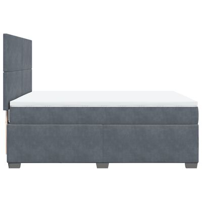 vidaXL Boxspringbett mit Matratze Dunkelgrau 140x190 cm Samt