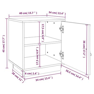 vidaXL Nachttisch Weiß 40x34x45 cm Massivholz Kiefer