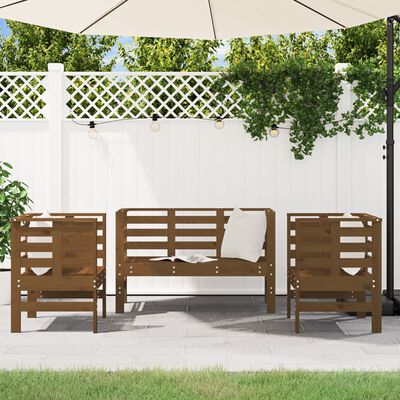 vidaXL 3-tlg. Garten-Lounge-Set Honigbraun Massivholz Kiefer