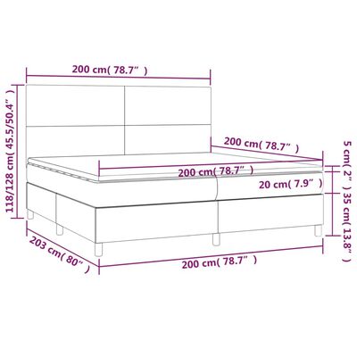 vidaXL Boxspringbett mit Matratze & LED Cappuccino-Braun 200x200cm