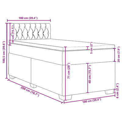 vidaXL Boxspringbett mit Matratze Schwarz 100x200 cm Samt