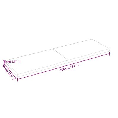 vidaXL Waschtischplatte Hellbraun 200x60x(2-6) cm Massivholz Behandelt