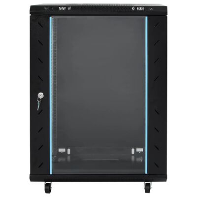 vidaXL 15U Netzwerkschrank 19" IP20 Schwarz 53x40x80 cm