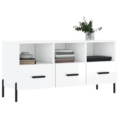 vidaXL TV-Schrank Hochglanz-Weiß 102x36x50 cm Holzwerkstoff