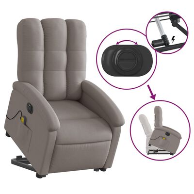 vidaXL Elektrischer Massagesessel mit Aufstehhilfe Taupe Stoff