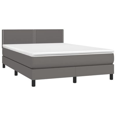 vidaXL Boxspringbett mit Matratze Grau 140x200 cm Kunstleder