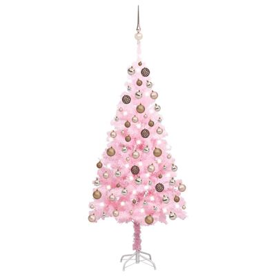 vidaXL Künstlicher Weihnachtsbaum mit Beleuchtung & Kugeln Rosa 120cm