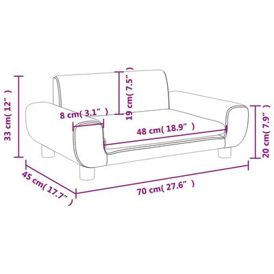 vidaXL Kindersofa Schwarz 70x45x33 cm Samt