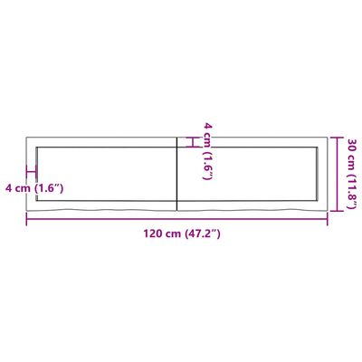 vidaXL Wandregal Dunkelbraun 120x30x(2-6)cm Massivholz Eiche Behandelt