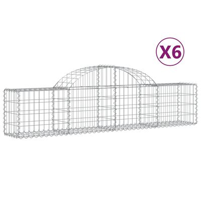 vidaXL Gabionen mit Hochbogen 6 Stk. 200x30x40/60 cm Verzinktes Eisen