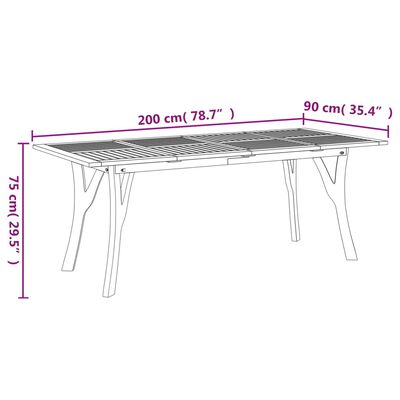 vidaXL Gartentisch 200x90x75 cm Massivholz Akazie