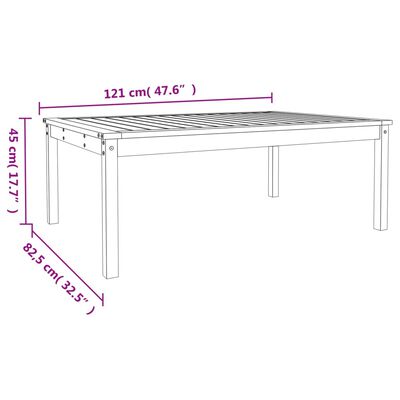 vidaXL Gartentisch Weiß 121x82,5x45 cm Massivholz Kiefer