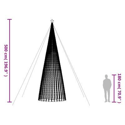 vidaXL Weihnachtsbaum Kegelform 1544 LEDs Mehrfarbig 500 cm