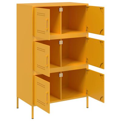 vidaXL Highboard Senfgelb 68x39x113 cm Stahl