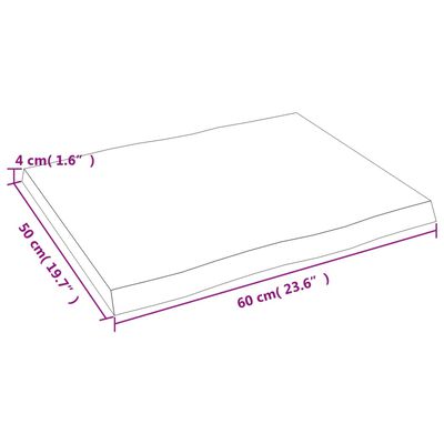 vidaXL Tischplatte 60x50x(2-4) cm Massivholz Behandelt Baumkante