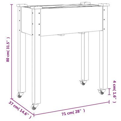 vidaXL Pflanzkübel mit Einsatz und Rollen 71x37x80 cm Massivholz Tanne