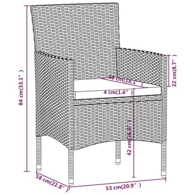 vidaXL 5-tlg. Garten-Essgruppe Poly Rattan und Hartglas Schwarz