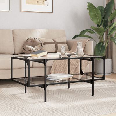 vidaXL Couchtisch mit Glasplatte Transparent 98,5x50x45 cm Stahl