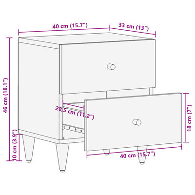 vidaXL Nachttische 2 Stk. 40x33x46 cm Massivholz Mango