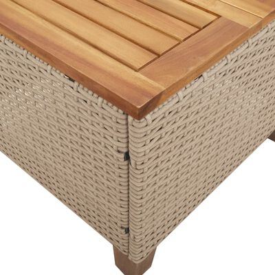 vidaXL 3-tlg. Bistro-Set mit Kissen Beige Poly Rattan Akazienholz