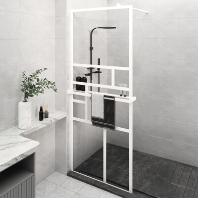 vidaXL Duschwand mit Ablage für Walk-In-Dusche Weiß 90x195 cm ESG