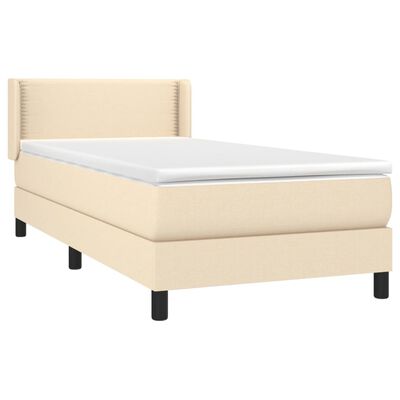 vidaXL Boxspringbett mit Matratze Creme 100x200 cm Stoff