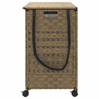 vidaXL Wäschekorb mit Rollen 66x35x60 cm Rattan