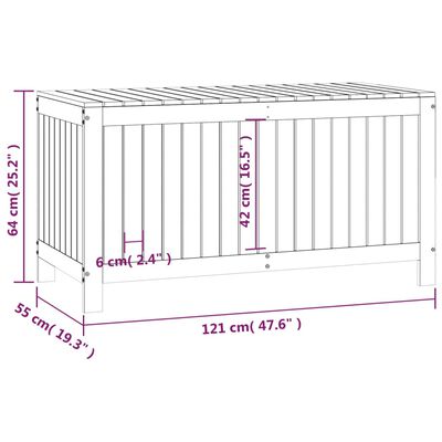 vidaXL Gartentruhe Weiß 121x55x64 cm Massivholz Kiefer