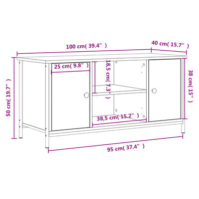 vidaXL TV-Schrank Braun Eichen-Optik 100x40x50 cm Holzwerkstoff