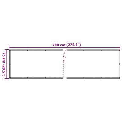 vidaXL Balkon-Sichtschutz Grau 700x75 cm PVC