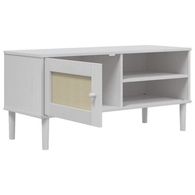 vidaXL TV-Schrank SENJA Rattan-Optik Weiß 106x40x49 cm Kiefernholz