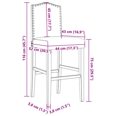 vidaXL Barstühle 2 Stk. Massivholz Gummibaum und Stoff