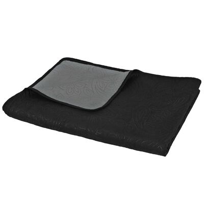 vidaXL Zweiseitige Tagesdecke Gesteppt 170 x 210 cm Grau und Schwarz