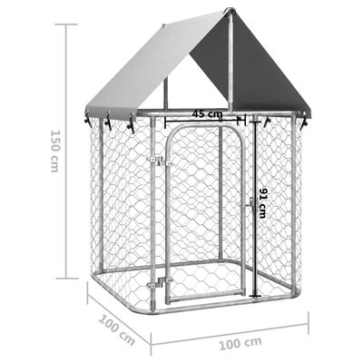 vidaXL Outdoor-Hundezwinger mit Dach 100x100x150 cm