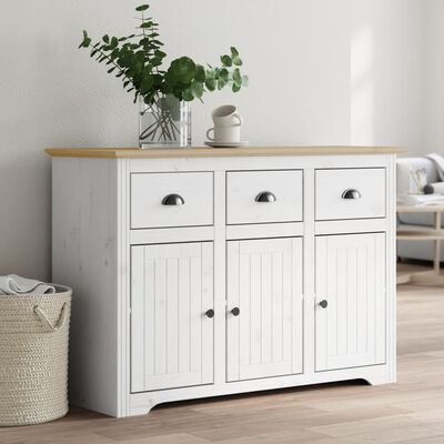 vidaXL Sideboard BODO Weiß und Braun 115,5x44x80 cm Massivholz Kiefer